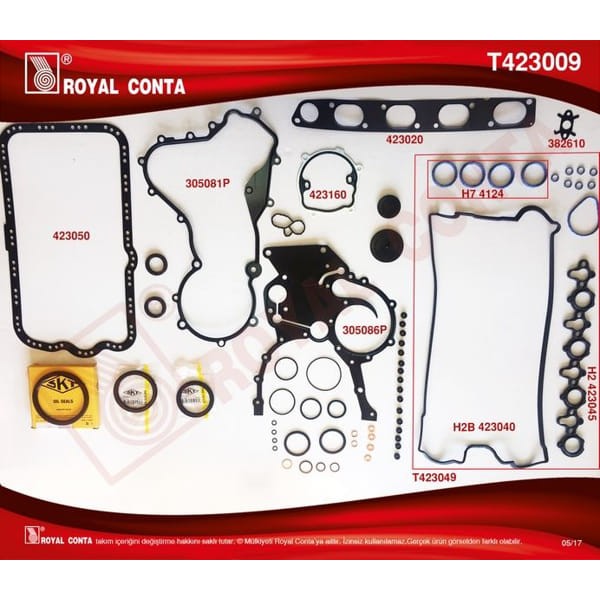 ROYAL T423009 Takım Conta Skt Keçelı - Reınz Subp.Last - Silindir Kapak Contası Sız Master 2.2 2.5 D 