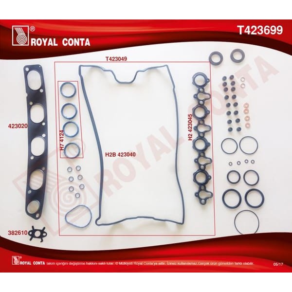 ROYAL T423699 Motor Takım Conta Üst Skt Keçelı - Reınz Sub.Last - Silindir Kapak Contası Sız Master 