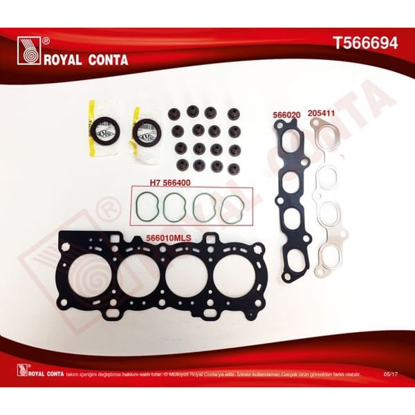 ROYAL T566694 Motor Takım Conta Üst Skt Keçelı - Subp.Last Subap Kapak Contasız Focus II 1.6 16V 03- 