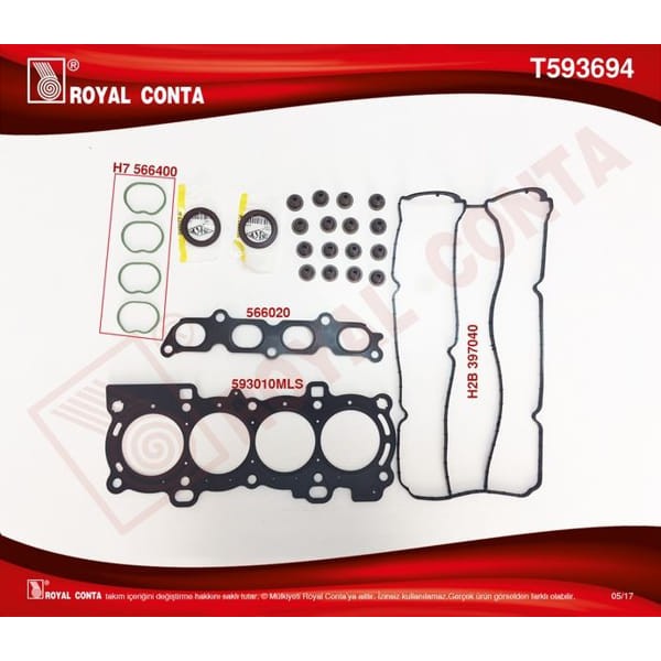 ROYAL T593694 Motor Takım Conta Üst Skt Keçelı - Sub.Lastıklı Focus II 1.6 16V 03-07 100Hp