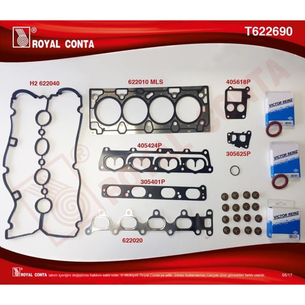 ROYAL T622690 Üst Takım Contası (Keçeli) Astra G-H-Vectra C 1.6 16V (Z16Xep) 