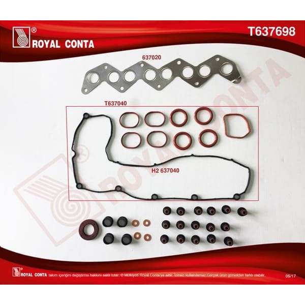 ROYAL T637698 Motor Takım Conta Üst Reınz Keçelı - S Lastı Silindir Kapak Contası Sız C4 C5 04-C8 Ju