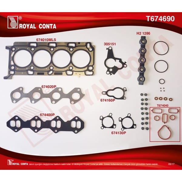 ROYAL T674690 Üst Takım Conta Skc Li Subap Lastikli Master III 2.3 Dci 11 Movano 2.3 Cdti 10 M9T