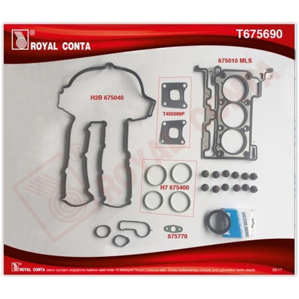 ROYAL T675690 Üst Takım Contası Ford Bmax-Fiesta VI-Focus III-Mondeo V 1.0Lt Ecoboost (Lastıklı-Keçe 