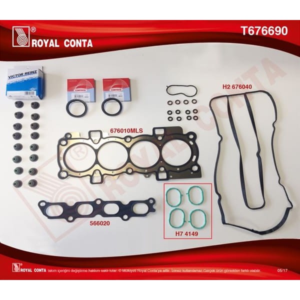 ROYAL T676690 Üst Takım Conta Ford Focus II 1.6Ti 115Hp 07- Focus III 1.6Ti 105-120-125Hp 10- Mondeo