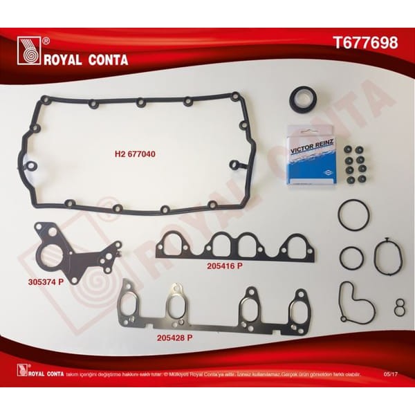 ROYAL T677698 Üst Takım Conta Bora-CaddyIII-Golf4-5 Passat-Polo-T5 1.9 TDI (Asz Bxe Avf Avb Awx Axb 