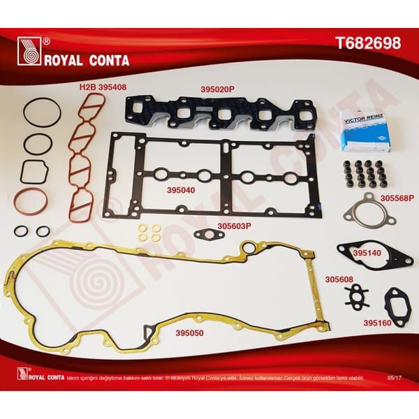 ROYAL T682698 Üst Takım Conta (Subap Con.İle-Skc'Siz) Doblo-Linea-Grande Punto-Astra H-Corsa D 1.3Dm