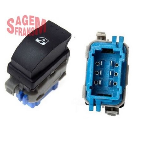 SAGEMFR 500128 Cam Düğmesi Ön Sağ Megane II-Kangoo III Mavi-Teklı 