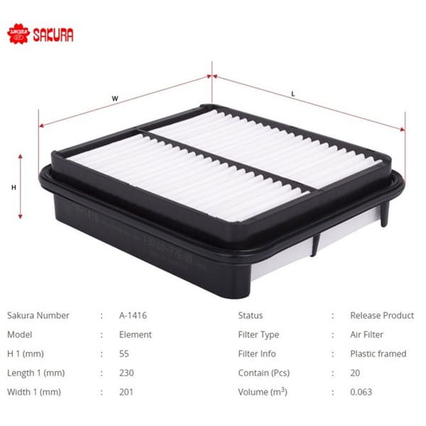 SAKURA A1416 Hava Filtresi Grand Vitara 97-04