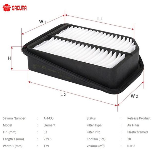 SAKURA A1433 Hava Filtresi Grand Vitara (Jt) 06- 1.6:2.0:1.9 Ddıs 
