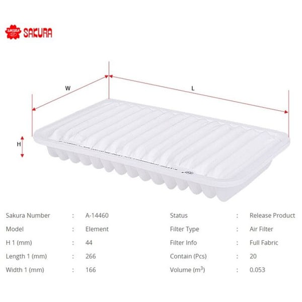 SAKURA A14460 Hava Filtresi Swift 1.2 10- Splash 1.2 10- 