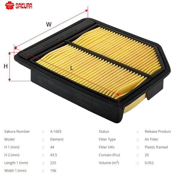 SAKURA A1665 Hava Filtresi Civic 07-11 1.6 1.8 