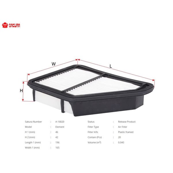 SAKURA A16820 Hava Filtresi Civic 08- 1.4