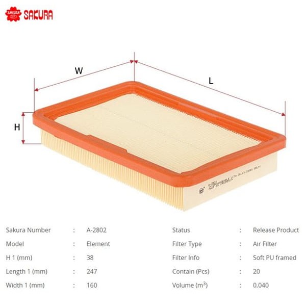 SAKURA A2802 Hava Filtresi Accent 95-00 1.5