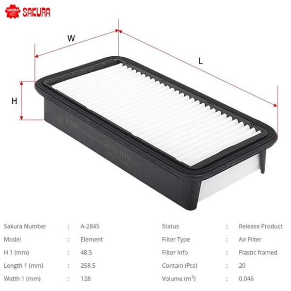 SAKURA A2845 Hava Filtresi Accent Era 07-11 1.5 CRDI 