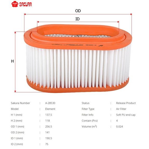 SAKURA A28530 Hava Filtresi H100 Kamyonet 04- 