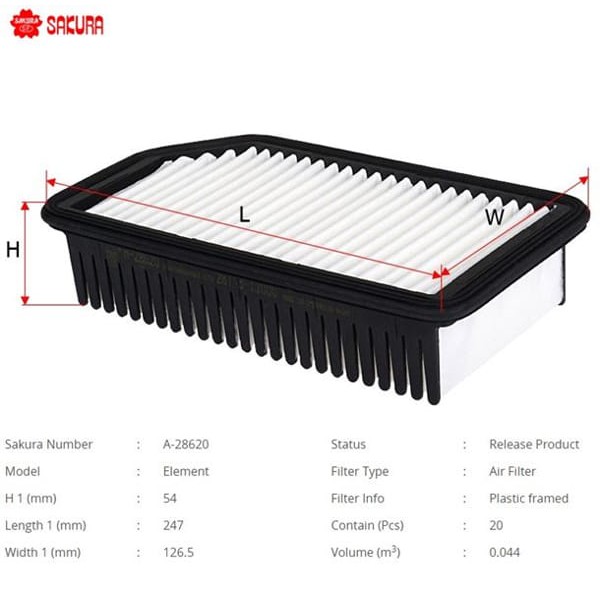 SAKURA A28620 Hava Filtresi İ20 08-11 Ix20 12- Soul 09-12 Venga 11-12 1.2 1.4 1.6