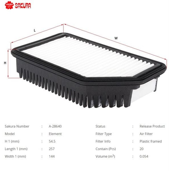 SAKURA A28640 Hava Filtresi Accent Blue 1.4 Benzinli 1.6 CRDI 11- Rio 1.4 Benzinli 1.6 CRDI 11- 