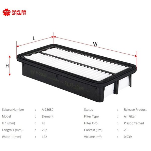 SAKURA A28680 Hava Filtresi Getz Dizel 1.5 CRDI 03-