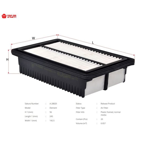 SAKURA A28820 Hava Filtresi İ20 1.0 1.4 1.5 CRDI