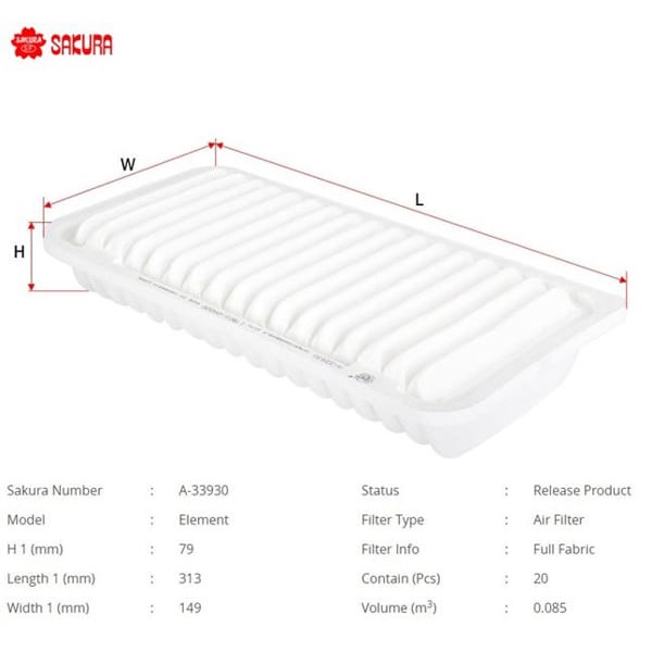 SAKURA A33930 Hava Filtresi Yaris 06-11 1.4 D4D 