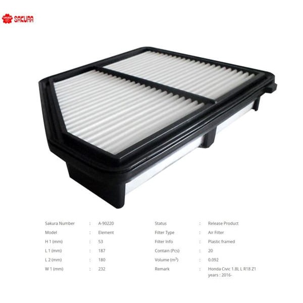 SAKURA A90220 Hava Filtresi Civic (Fc) 17- 1.6 