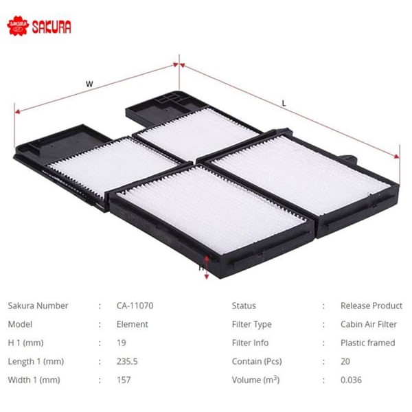 SAKURA CA11070 Polen Filtresi Corona At191 92-97 Carına E 92- Pıcnıc 96- 