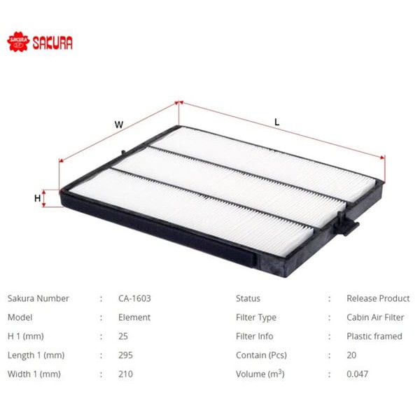 SAKURA CA1603 Polen Filtresi Accord 98-02 