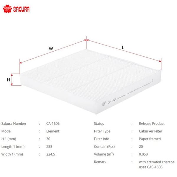 SAKURA CA1606 Polen Filtresi Civic 06- Accord 03- Crv 07-