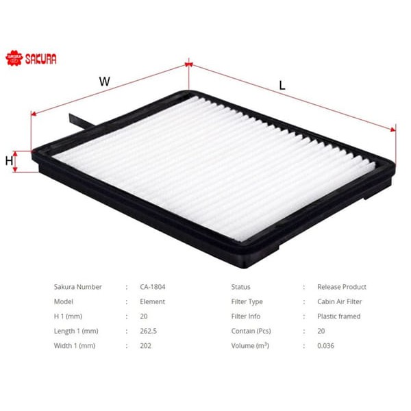 SAKURA CA1804 Polen Filtresi Primera P11 96- Terrano 96-