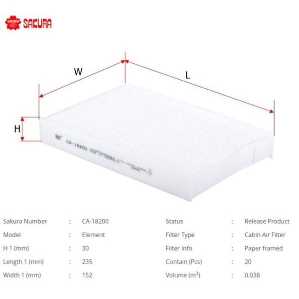 SAKURA CA18200 Polen Filtresi Juke 10- Pulsar 14- 