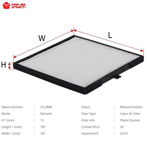 SAKURA CA2808 Polen Filtresi İ10 08- Picanto 04-