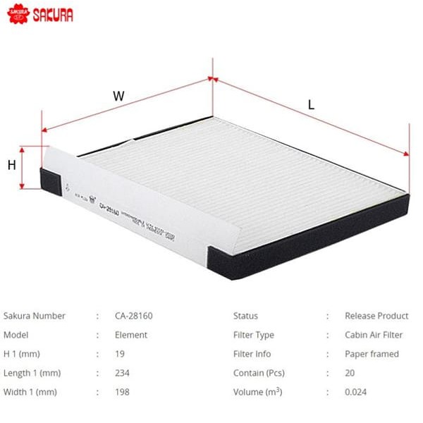 SAKURA CA28160 Polen Filtresi İ30 08- Ceed 06-