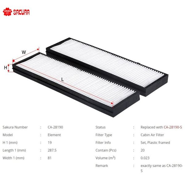 SAKURA CA28190 Polen Filtresi İ20 08-