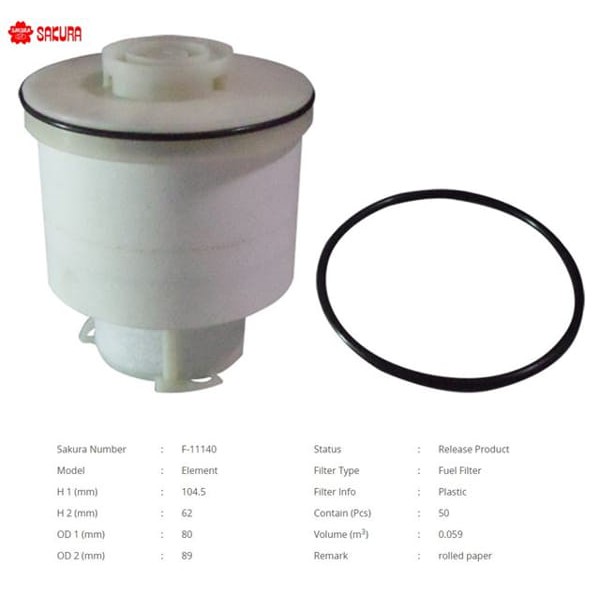 SAKURA F11140 Yakıt Filtresi Hilux (N1) 15- 2.4 D:2.8 D Mazot Filtresi