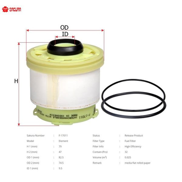 SAKURA F17011 Yakıt Filtresi Mitsubishi L200 2.4 Dıd 2015 -