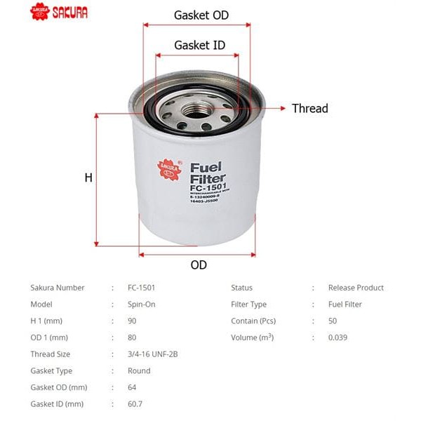 SAKURA FC1501 Mazot Filtresi Npr Nkr Tfr Dmax