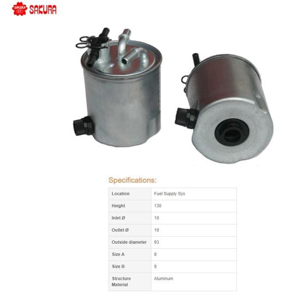 SAKURA FS25020 Yakıt Filtresi Qashqai (J10) : Xtrail (T31) 2.0 DCI 07-13 07-13 2.0 DCI Mazot Filtres 