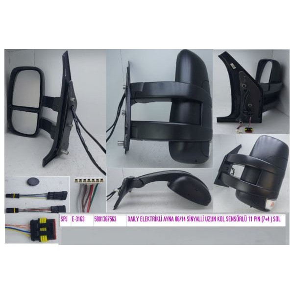 SPJ E-3163 Dış Dikiz Aynası Elektrikli Sinyalli Sol (Uzun Kol) (Sensörlü)Daily 06-14 