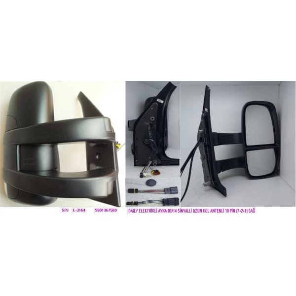 SPJ E-3164 Dış Dikiz Aynası Elektrikli Sinyalli Sol (Uzun Kol) (Anten)Daily 06-14 