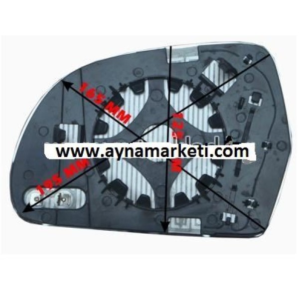 SPJ MAX L-1411 Elektrikli Ayna Camı Octavia Superb 08 12 Kör Noktalı Mavi Cam Sol