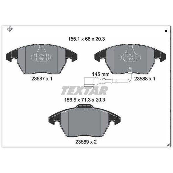 TEXTAR 2358701 Fren Balatası Ön Golf IV 97- Golf V 03- Golf VI 08- Polo V 09- Eos 06- Jetta III 05-