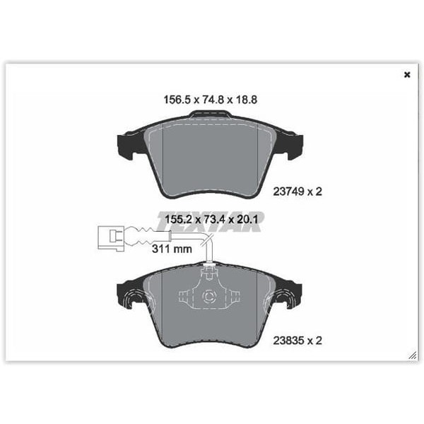 TEXTAR 2374901 Fren Balatası Ön Touareg 7L 02-