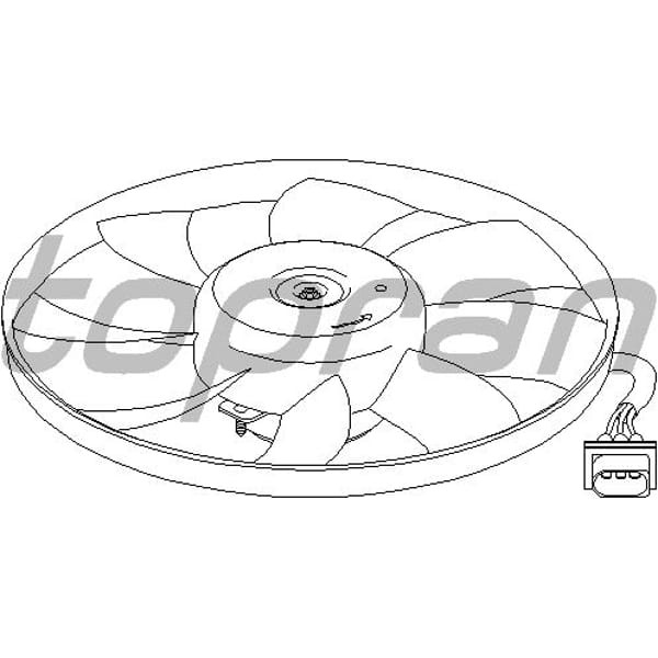 TOPRAN 111452001 Fan Motoru-385 Mm 250/60W (VW Polo 02-10 Seat Ibiza 02-10 Skoda Fabia 00-10)