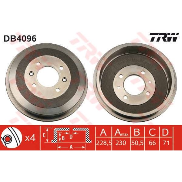 TRW DB4096 Fren Kampanası 305 306 93- 405 406 95- Partner 96- / Zx 91- Xsara 97- C15 Berlingo Absli