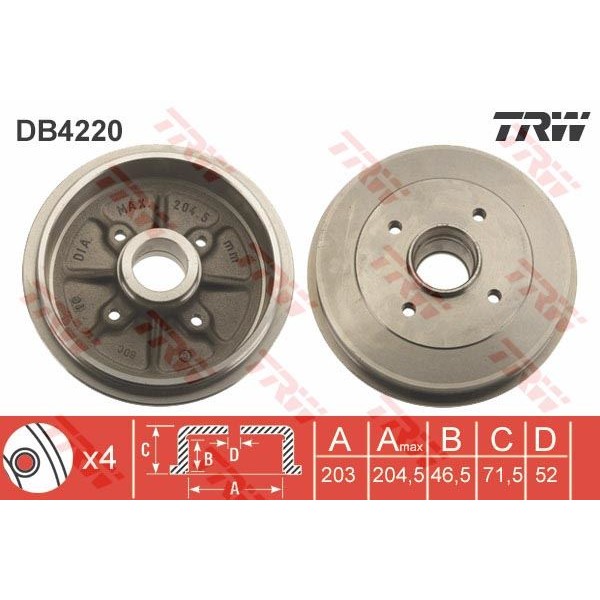 TRW DB4220 Fren Kampanası 106 96- 206 98- / Saxo 96- Absli