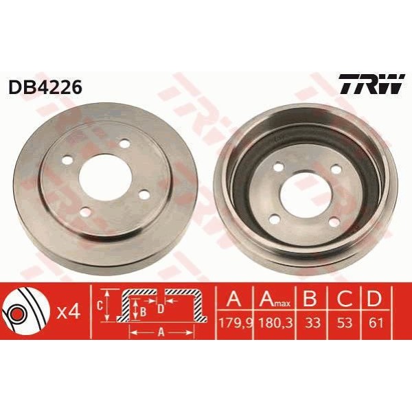 TRW DB4226 Fren Kampanası Arka Nissan Micra II K11 2000-2003