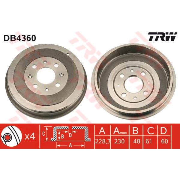 TRW DB4360 Fren Kampanası Punto Evo 09- / Corsa D 06- Adam 13- 