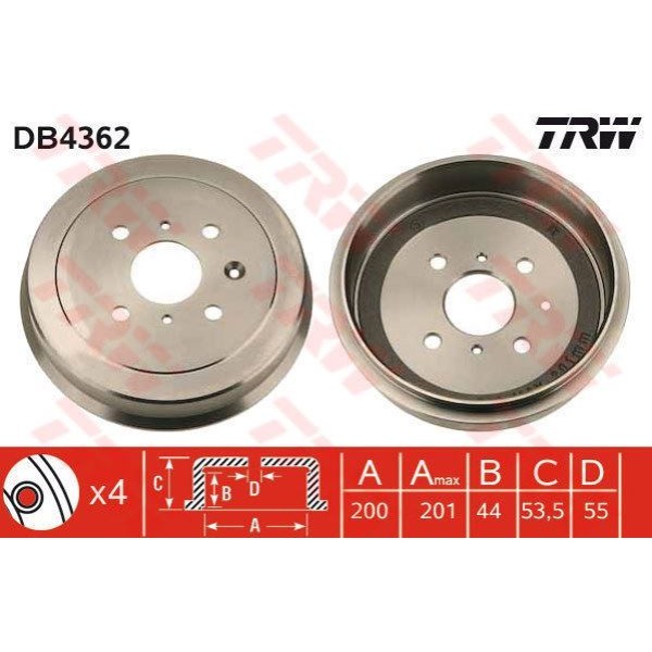 TRW DB4362 Fren Kampanası 107 05- / C1 05- / Aygo 14- 1.4 HDI 1.0