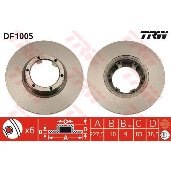 TRW DF1005 Fren Diski Ön Renault 12 Düz 228Mm